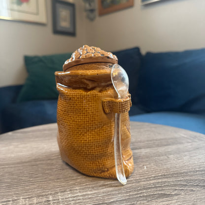 Vintage Ceramic Coffee Sack Planter
