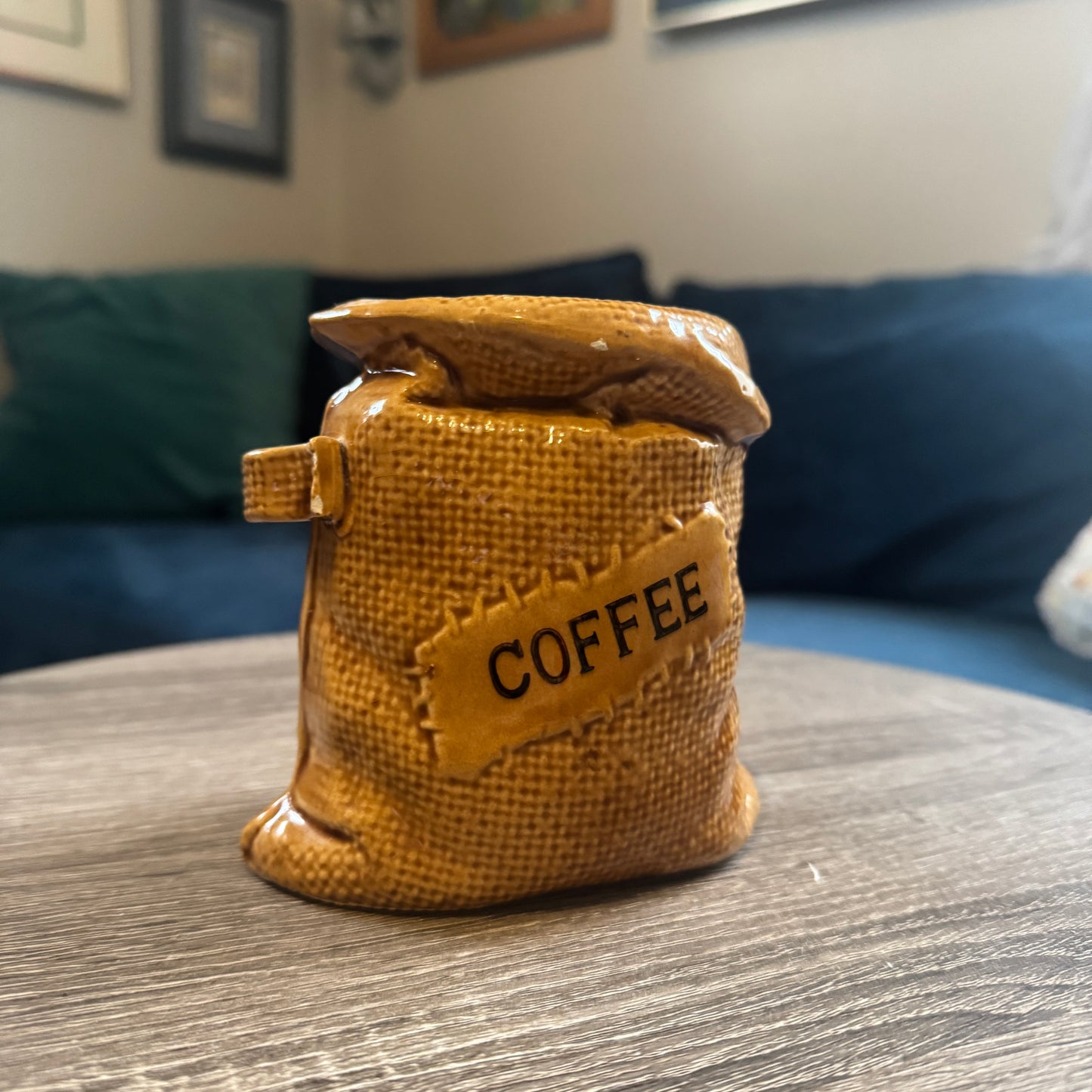 Vintage Ceramic Coffee Sack Planter