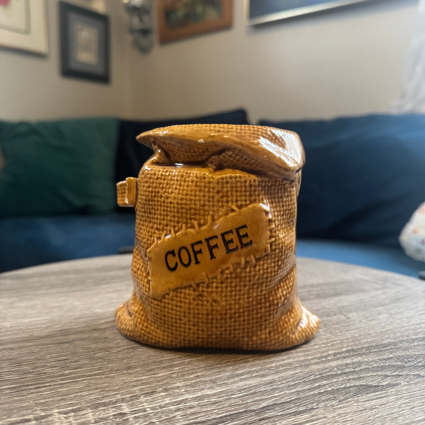 Vintage Ceramic Coffee Sack Planter