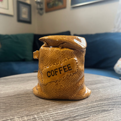 Vintage Ceramic Coffee Sack Planter