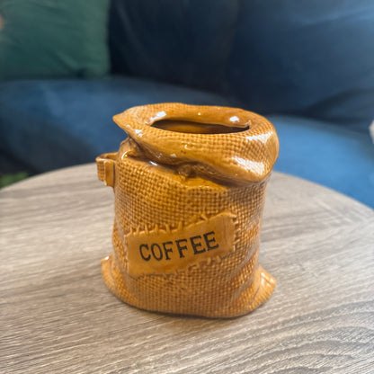Vintage Ceramic Coffee Sack Planter