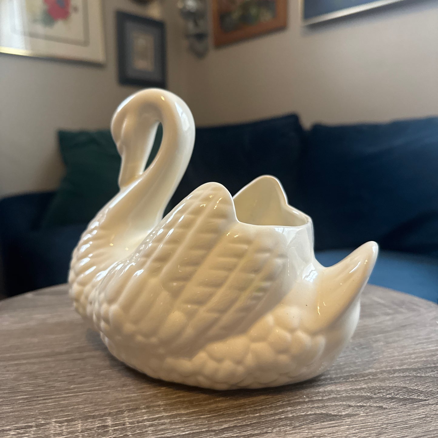 Vintage Ceramic White Swan Planter
