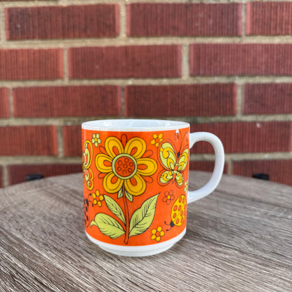 Vintage 1970s Flower Power Butterfly Mug