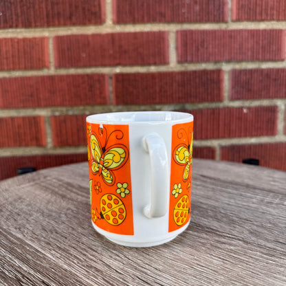 Vintage 1970s Flower Power Butterfly Mug