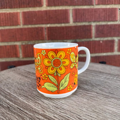 Vintage 1970s Flower Power Butterfly Mug