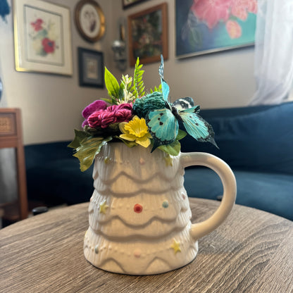 Holly & Jolly White Pastel Christmas Tree Mug Bouquet