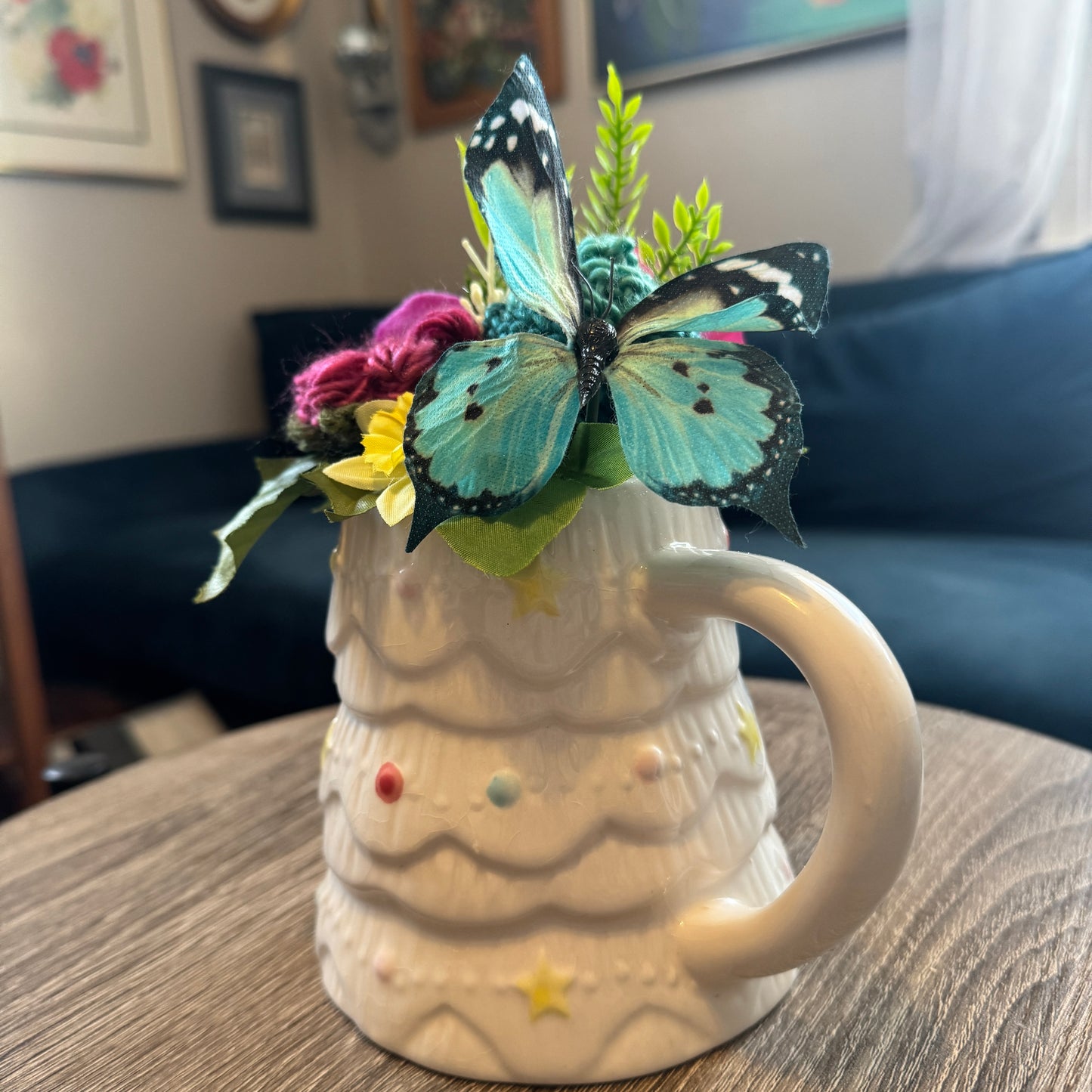 Holly & Jolly White Pastel Christmas Tree Mug Bouquet