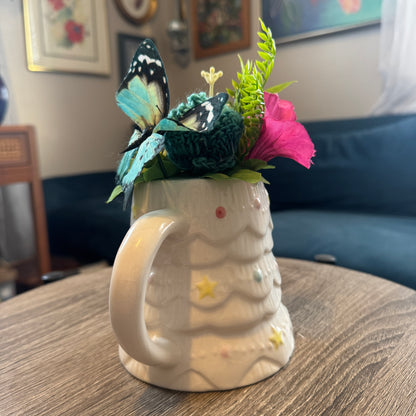 Holly & Jolly White Pastel Christmas Tree Mug Bouquet