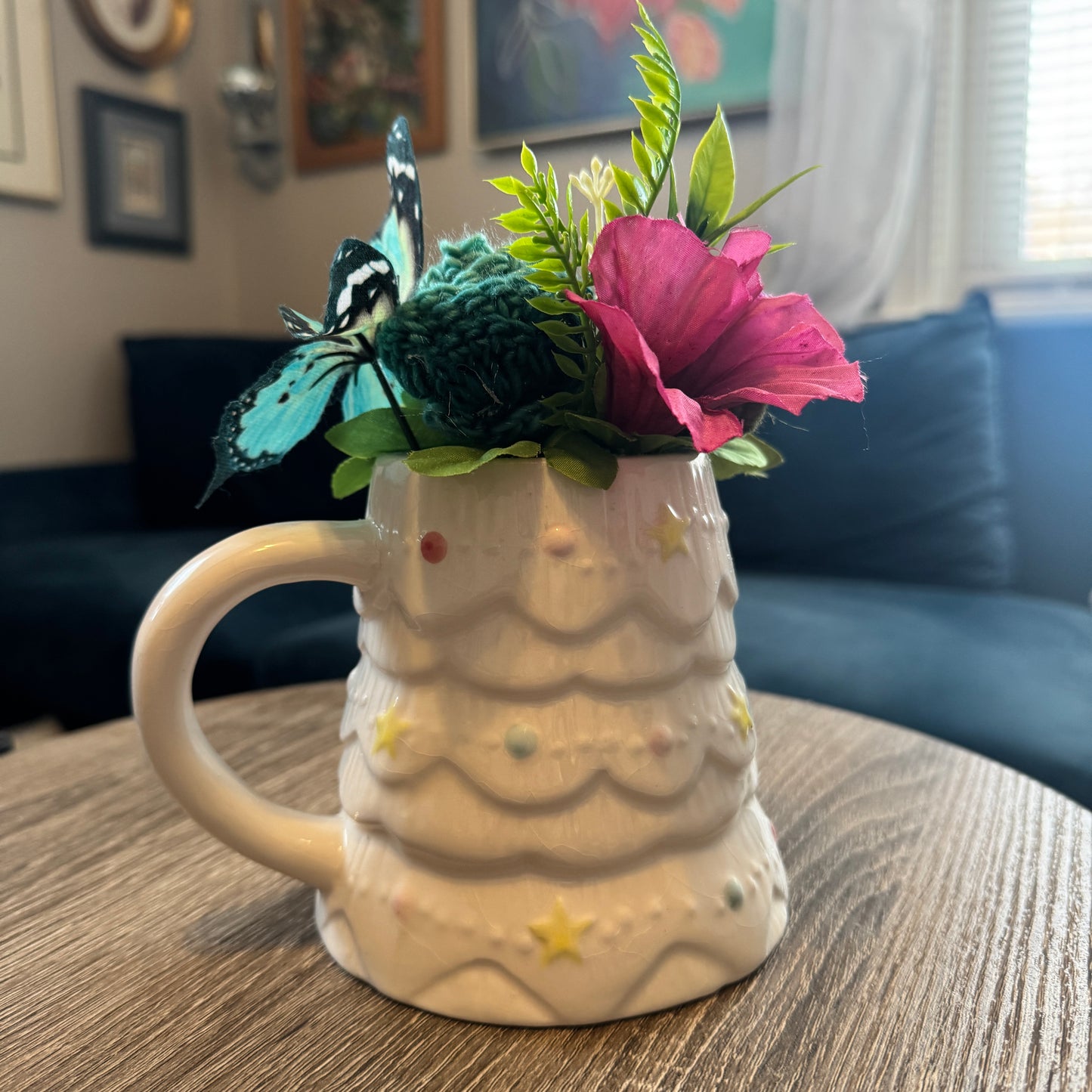 Holly & Jolly White Pastel Christmas Tree Mug Bouquet