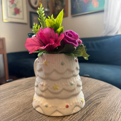 Holly & Jolly White Pastel Christmas Tree Mug Bouquet