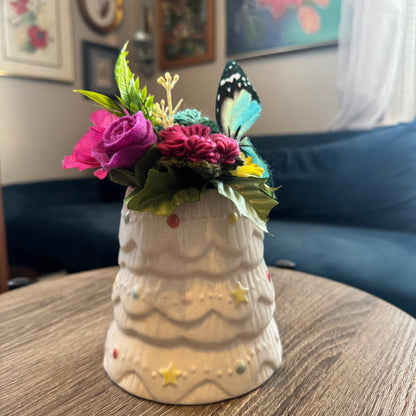 Holly & Jolly White Pastel Christmas Tree Mug Bouquet