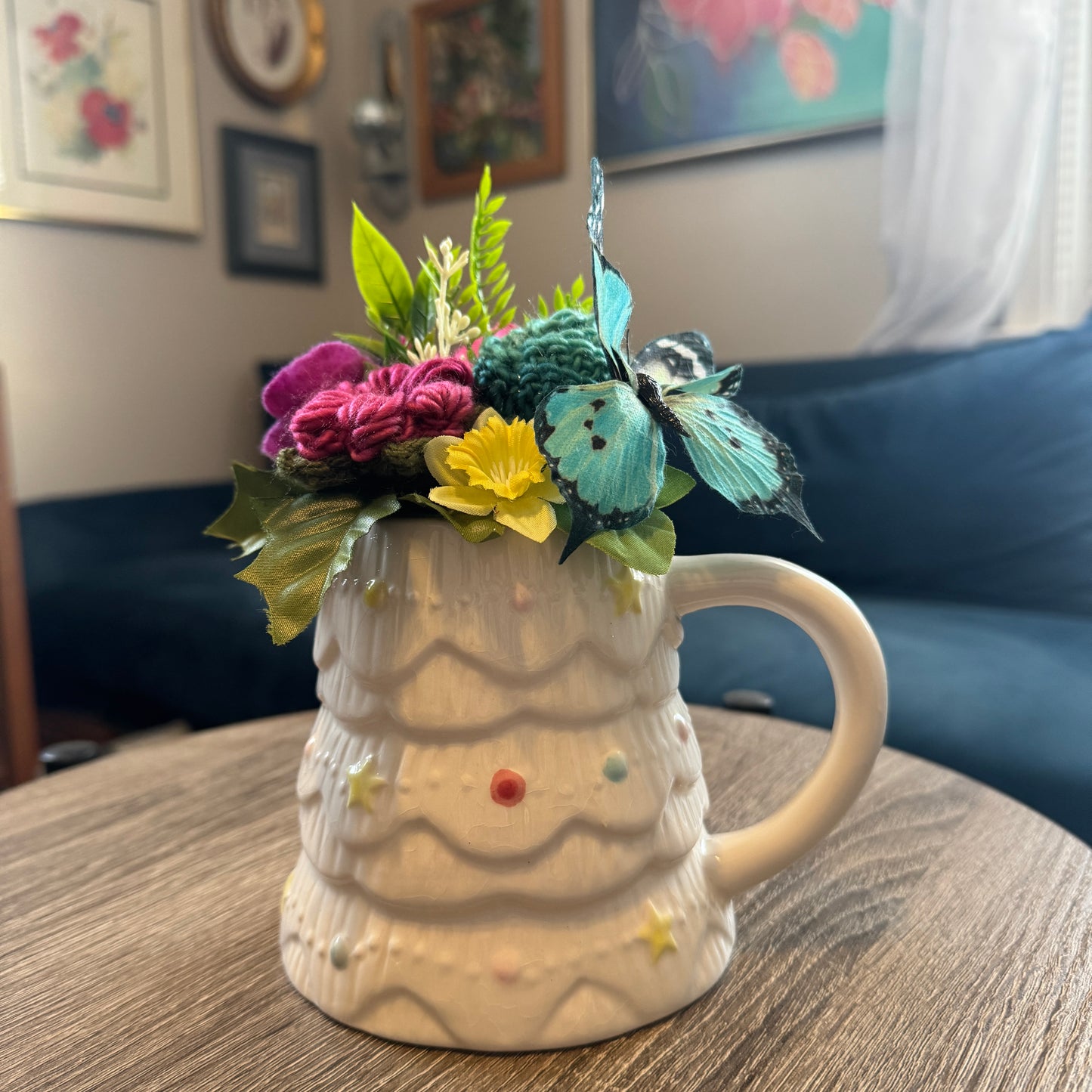 Holly & Jolly White Pastel Christmas Tree Mug Bouquet