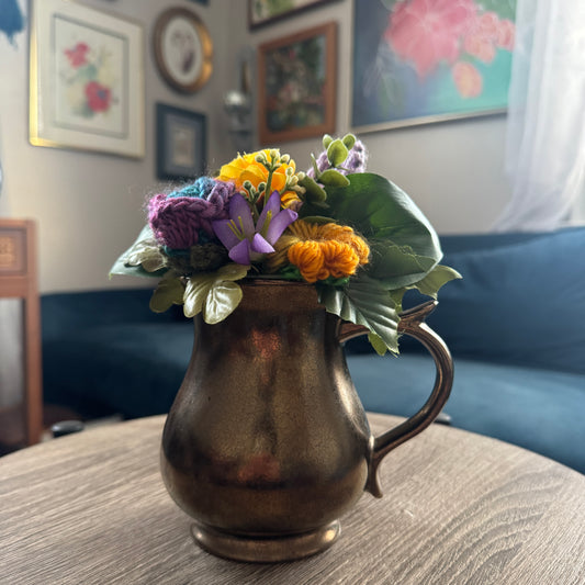 Vintage Prinknash Metallic Pottery Mug Bouquet