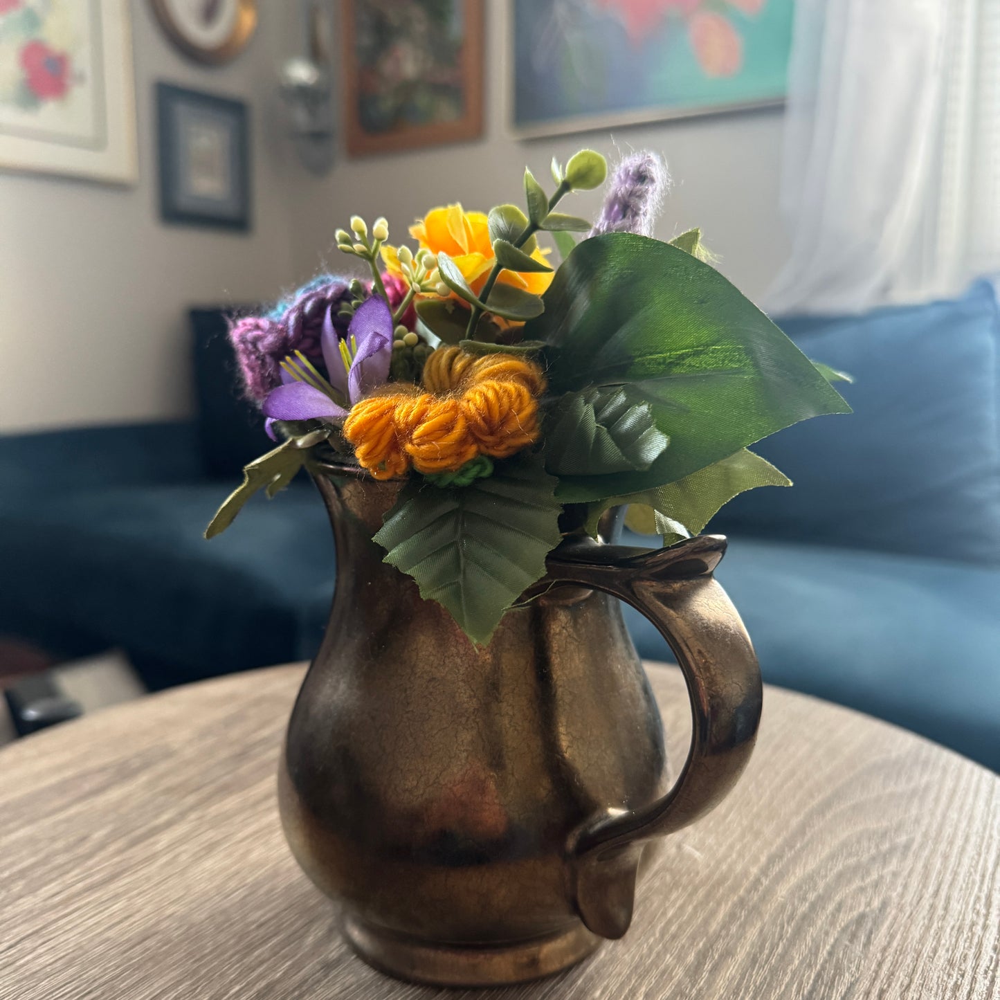 Vintage Prinknash Metallic Pottery Mug Bouquet