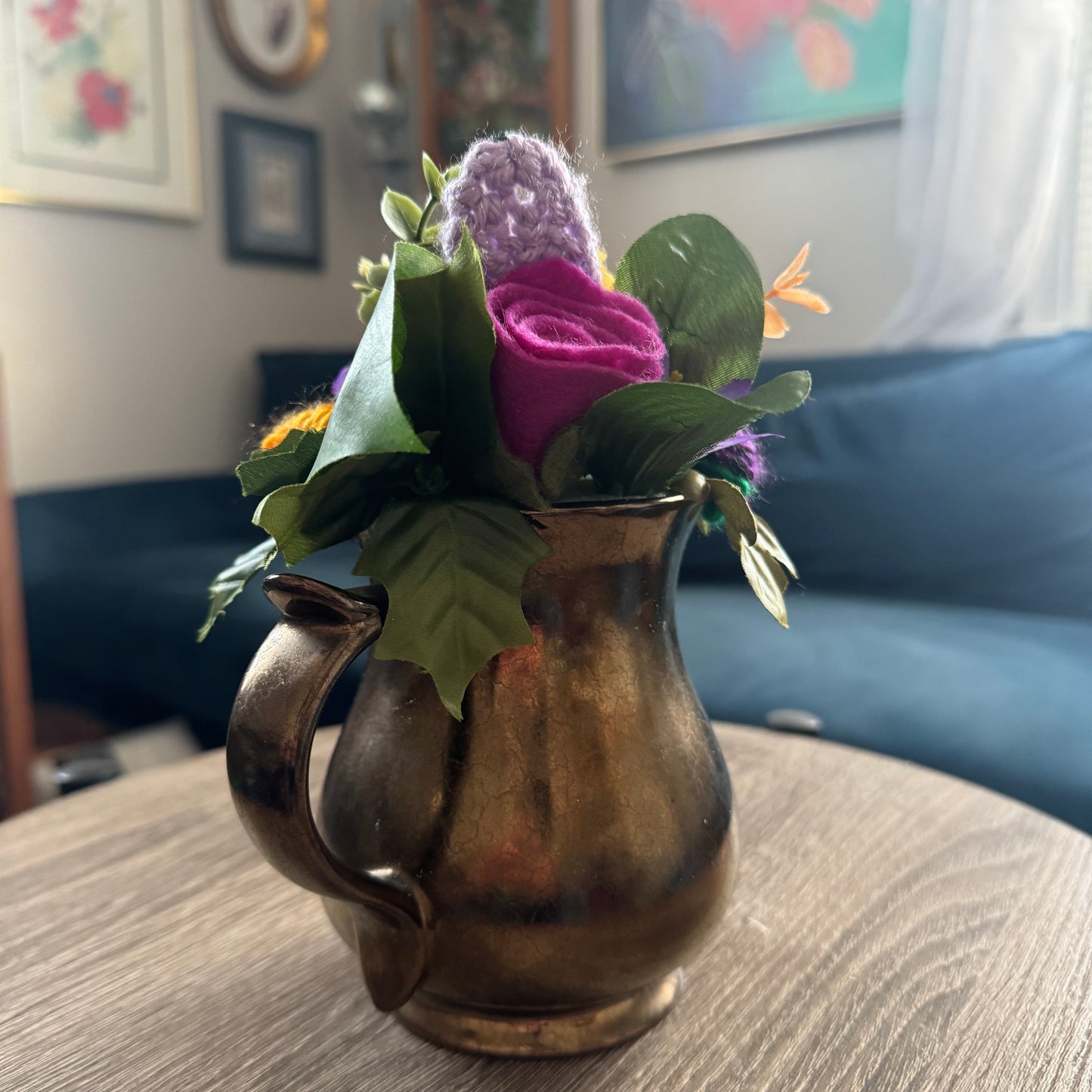 Vintage Prinknash Metallic Pottery Mug Bouquet