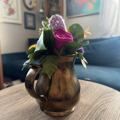 Vintage Prinknash Metallic Pottery Mug Bouquet