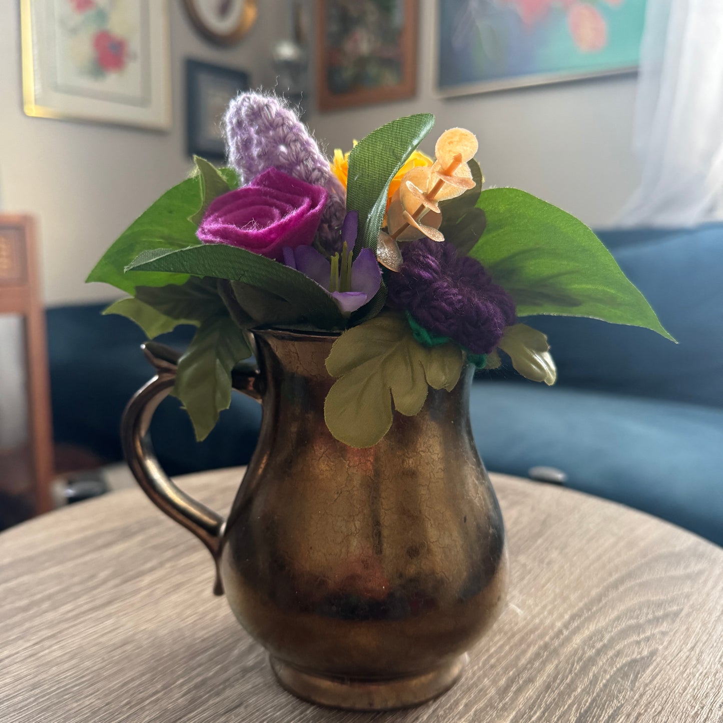 Vintage Prinknash Metallic Pottery Mug Bouquet