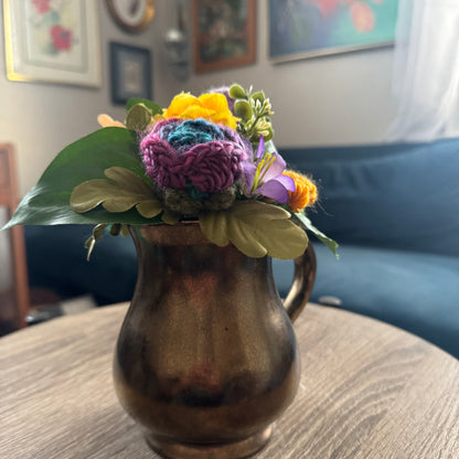 Vintage Prinknash Metallic Pottery Mug Bouquet