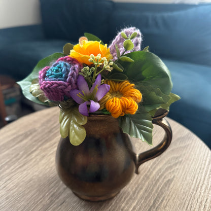 Vintage Prinknash Metallic Pottery Mug Bouquet