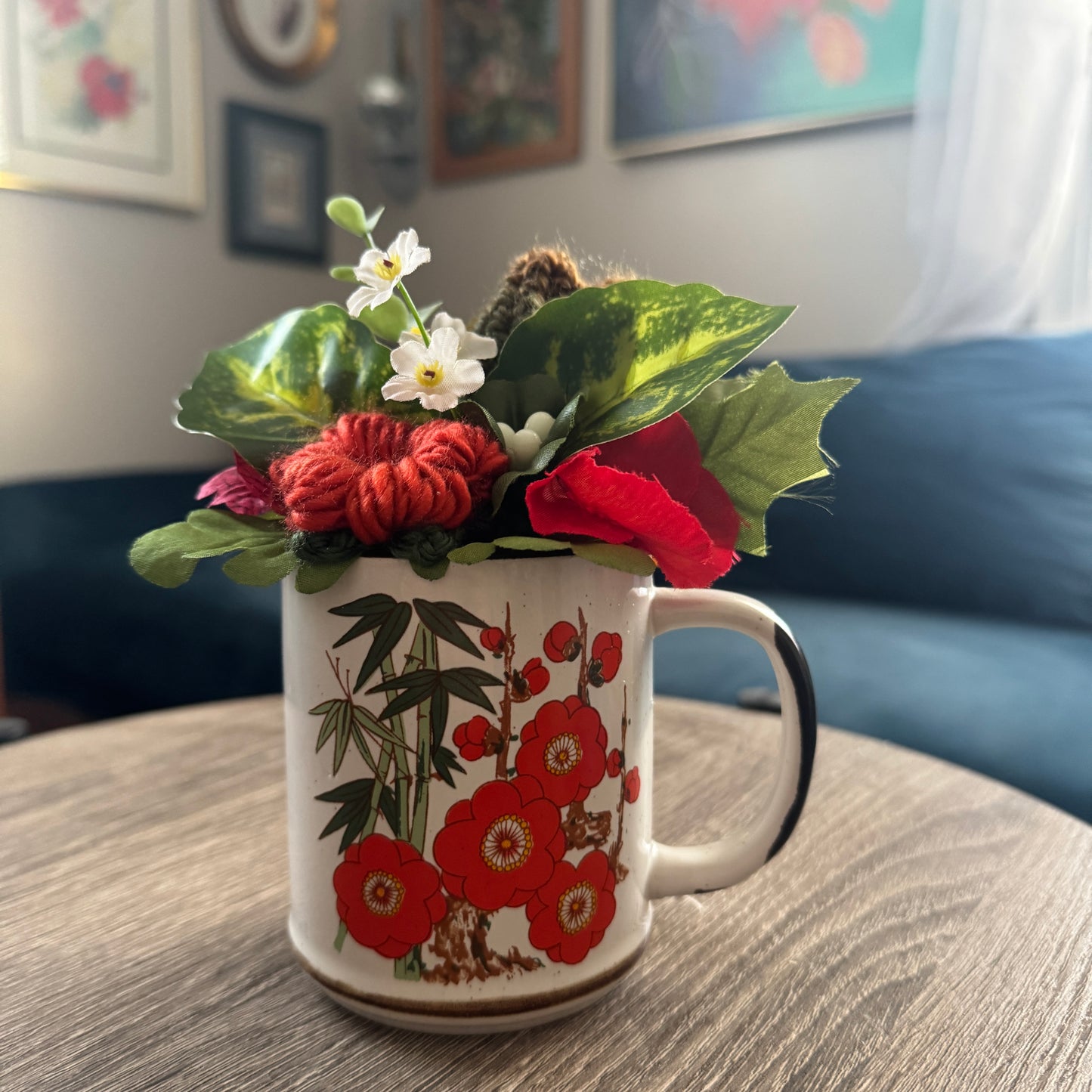 Vintage Japan Stoneware Mug Bouquet