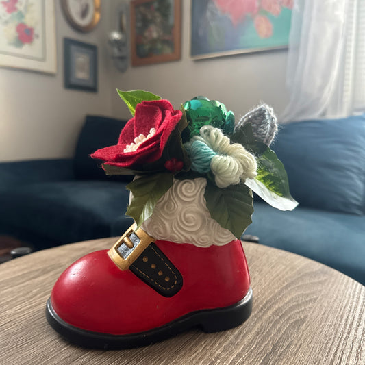Santa Shoe Planter Bouquet