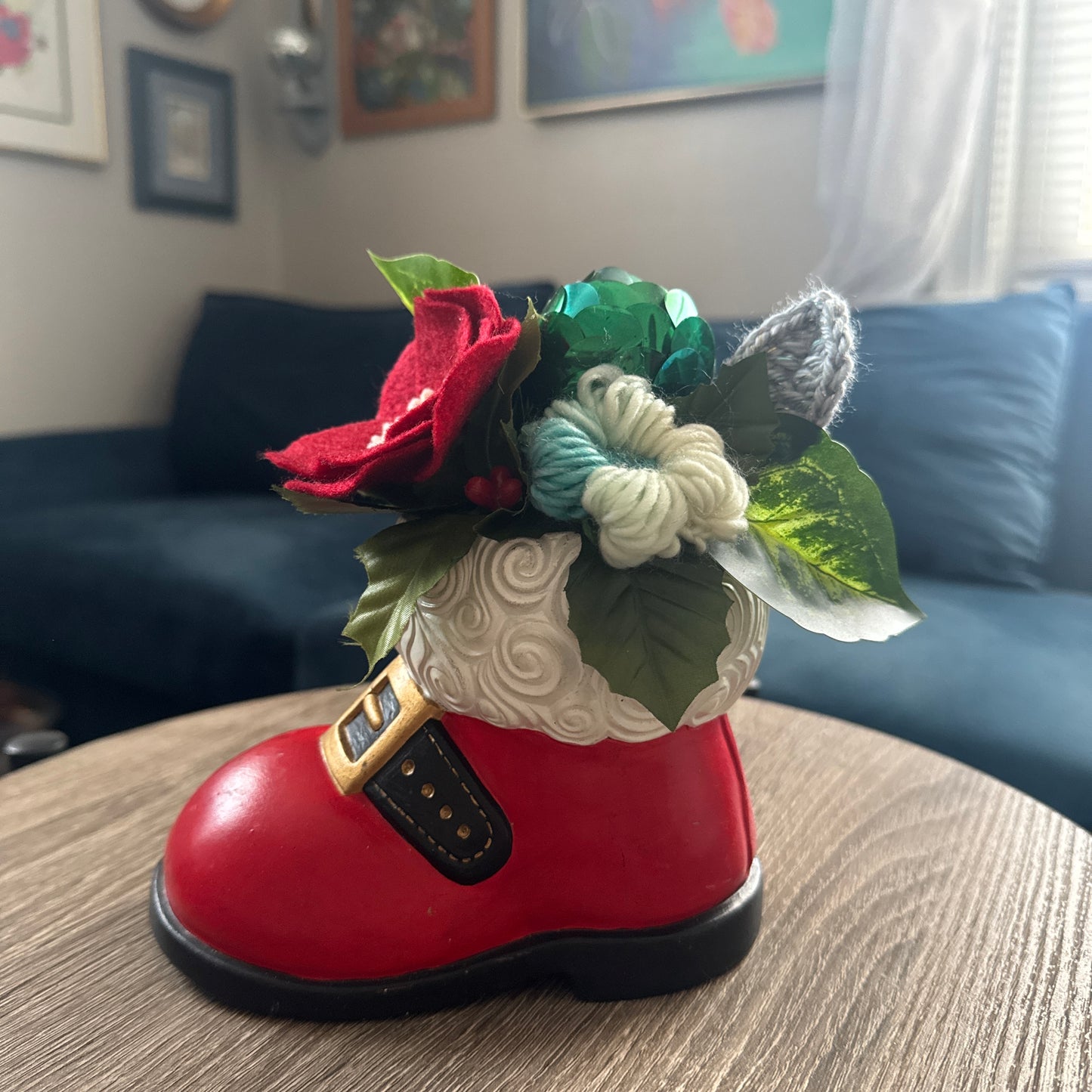 Santa Shoe Planter Bouquet