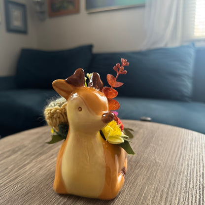 Deer Fawn Ceramic Planter Bouquet