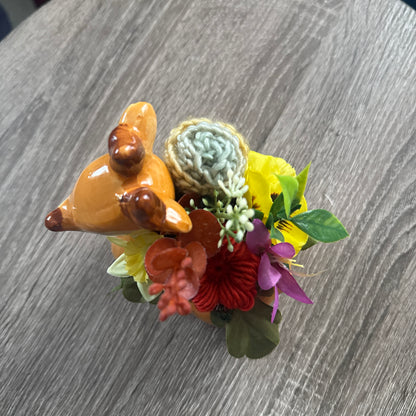 Deer Fawn Ceramic Planter Bouquet