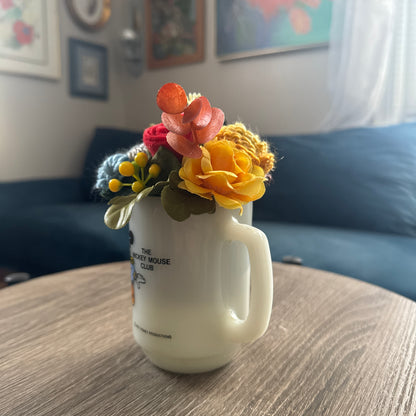 1955 Vintage Anchor Hocking Mickey Mouse Club Mug Bouquet