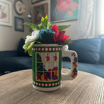Vintage 1992 Houston Foods Santa Claus Mug Bouquet