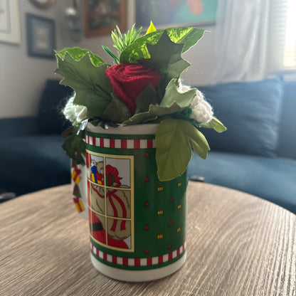 Vintage 1992 Houston Foods Santa Claus Mug Bouquet