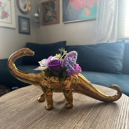Gold Plated Brontosaurus Dinosaur Planter Bouquet