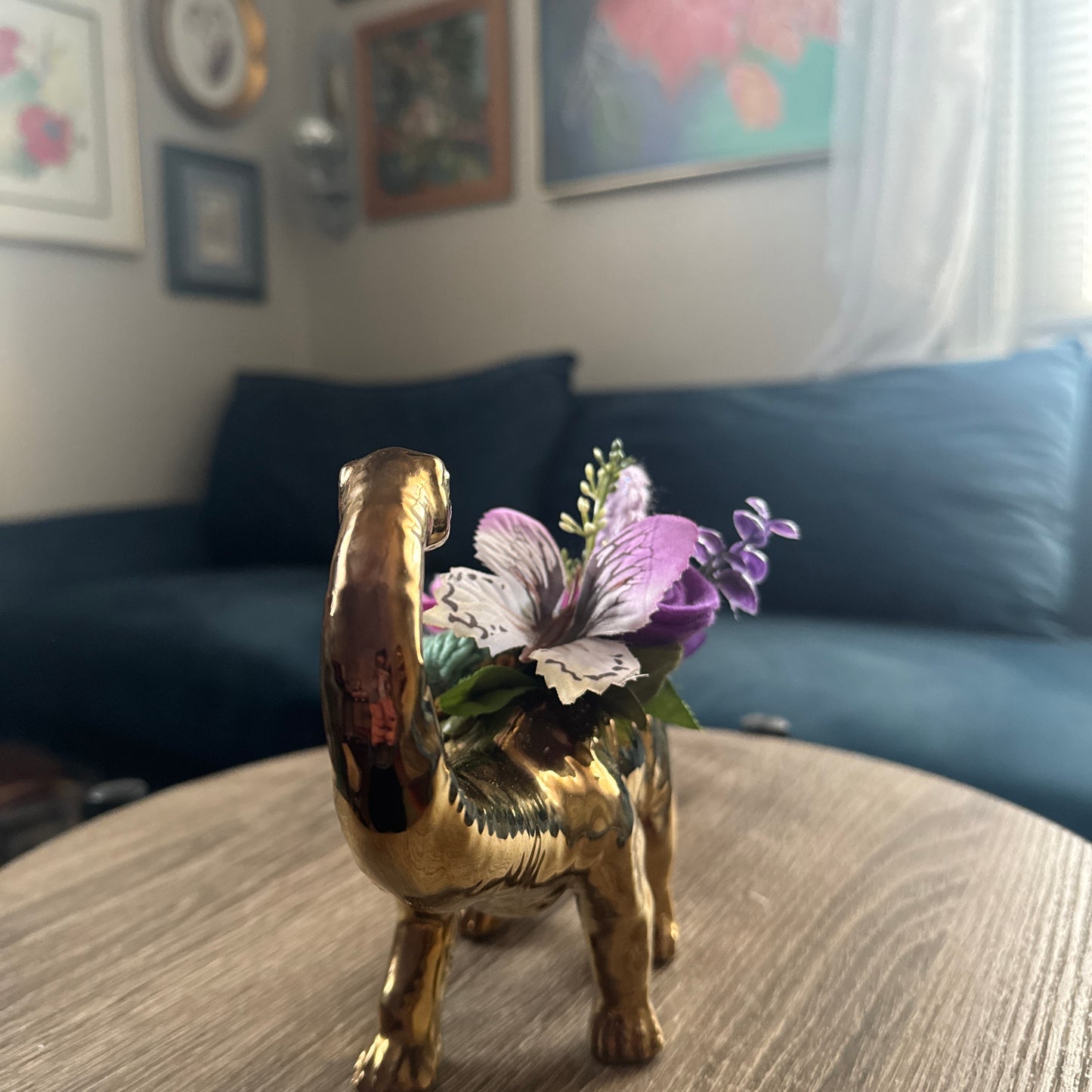 Gold Plated Brontosaurus Dinosaur Planter Bouquet