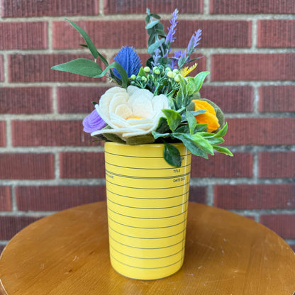 Yellow Library Check-Out Card Mug Vase