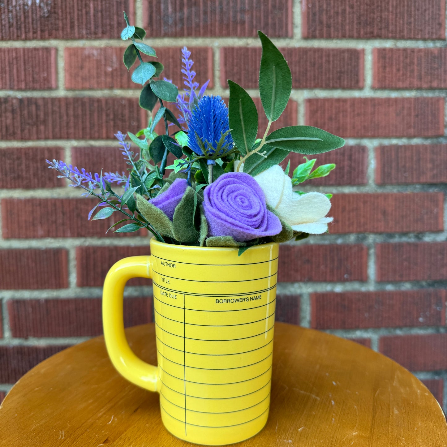 Yellow Library Check-Out Card Mug Vase