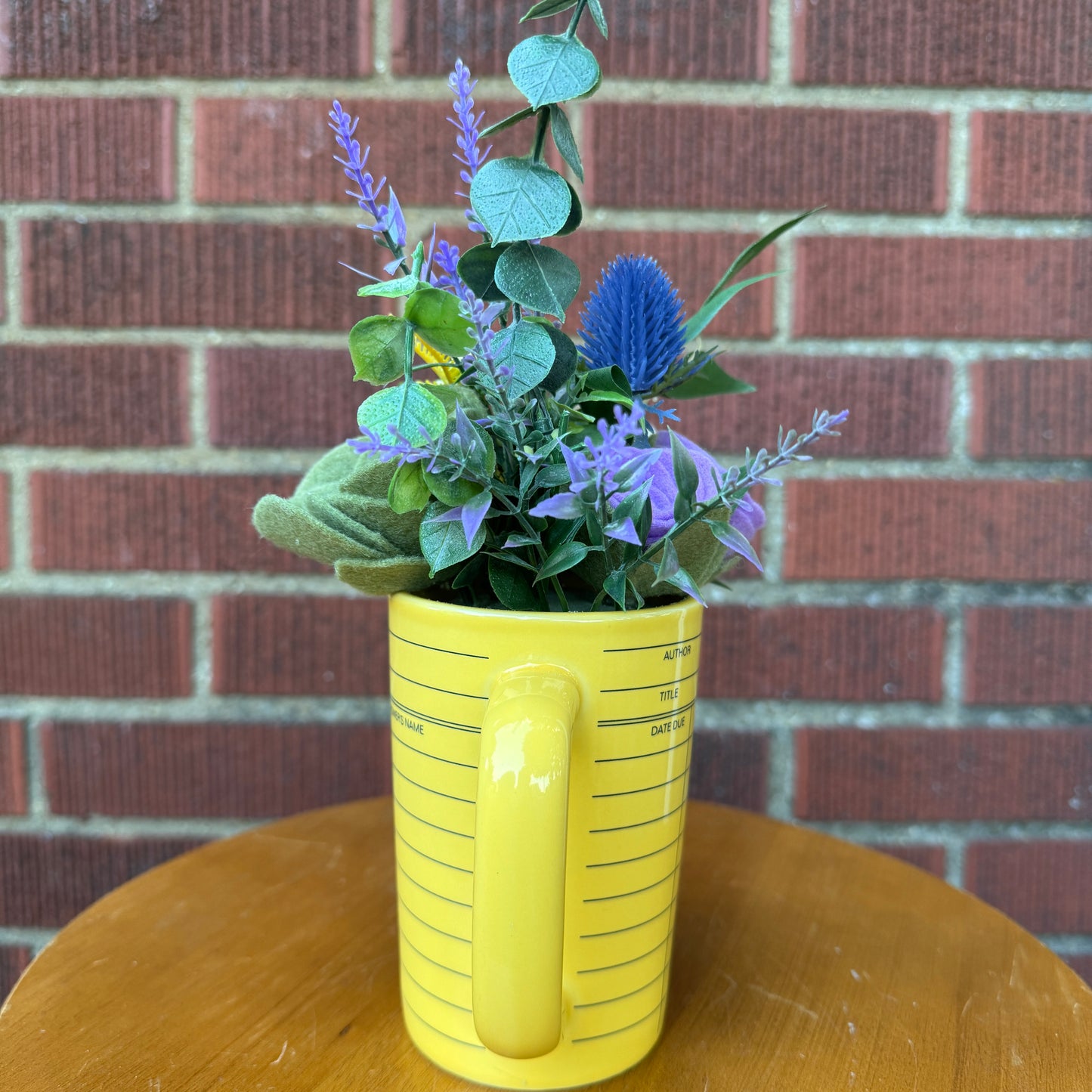 Yellow Library Check-Out Card Mug Vase