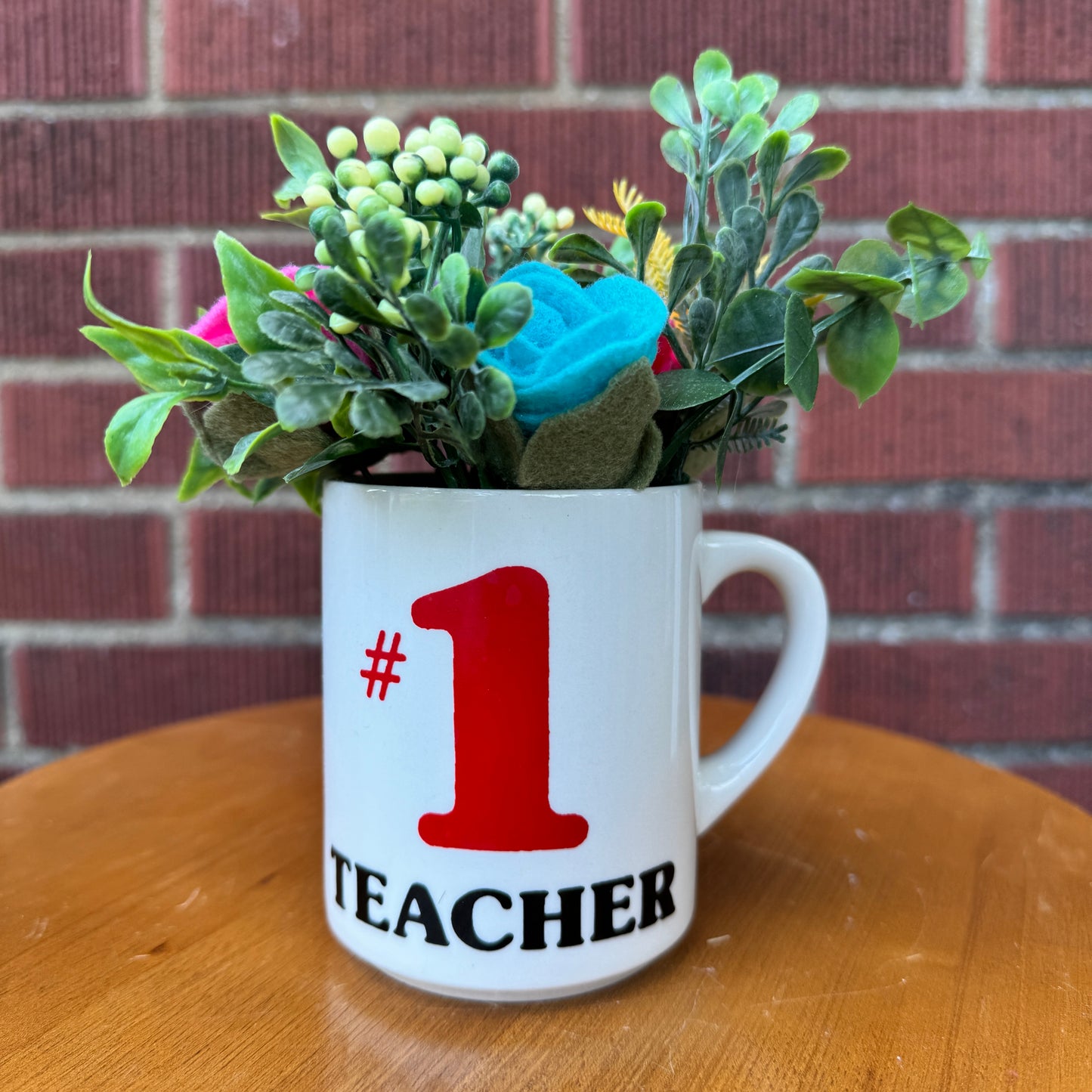 #1 Teacher White Mug Vase