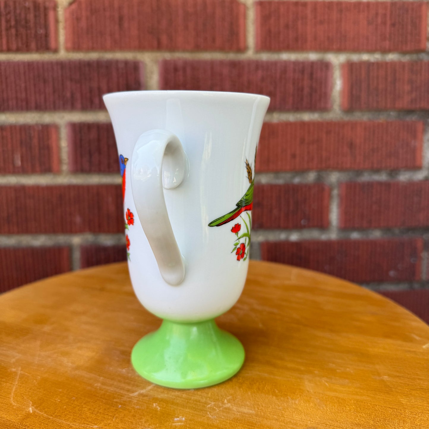 Green Songbird & Wildflower Pedestal Mug