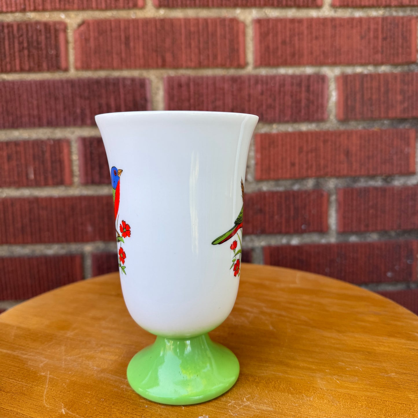 Green Songbird & Wildflower Pedestal Mug