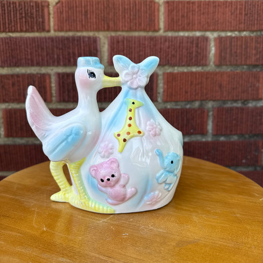 Vintage Stork/New Baby Planter