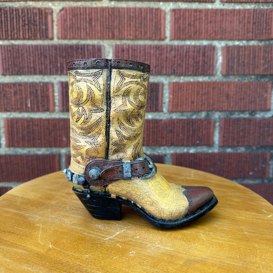 Dark & Light Brown Cowgirl/Cowboy Boot Vase