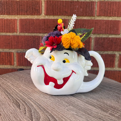 Vintage Spooky Hollow Ceramic Ghost Teapot Bouquet