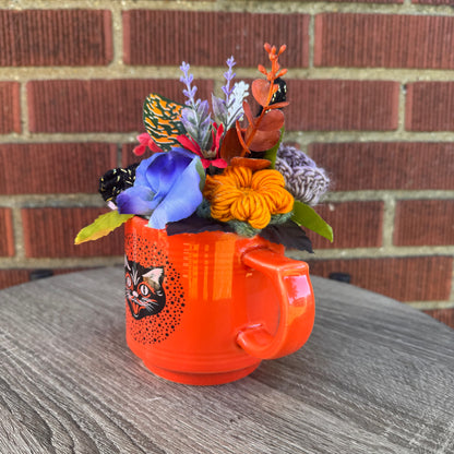 Halloween Black Cat Orange Mug Bouquet