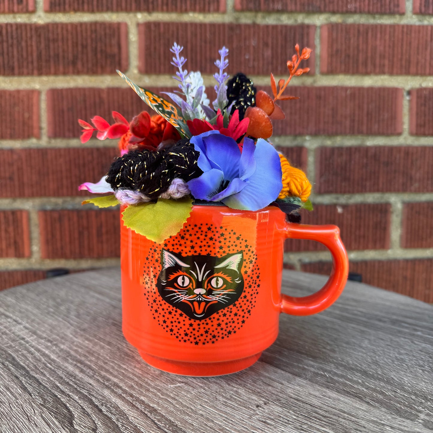 Halloween Black Cat Orange Mug Bouquet