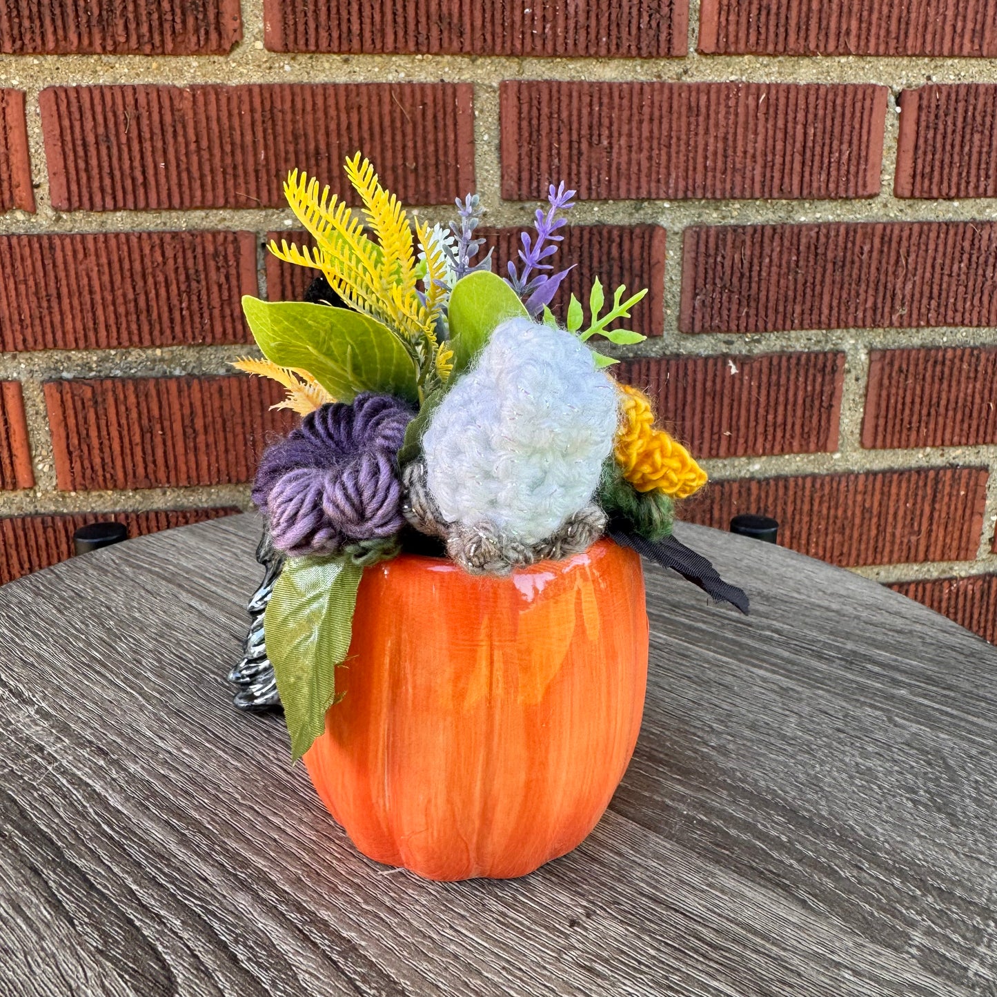 Vintage Ceramic Jack O' Lantern Mug w/ Vulture Handle Bouquet