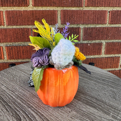Vintage Ceramic Jack O' Lantern Mug w/ Vulture Handle Bouquet