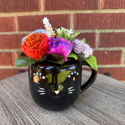 Black Cat Ceramic Mug Bouquet