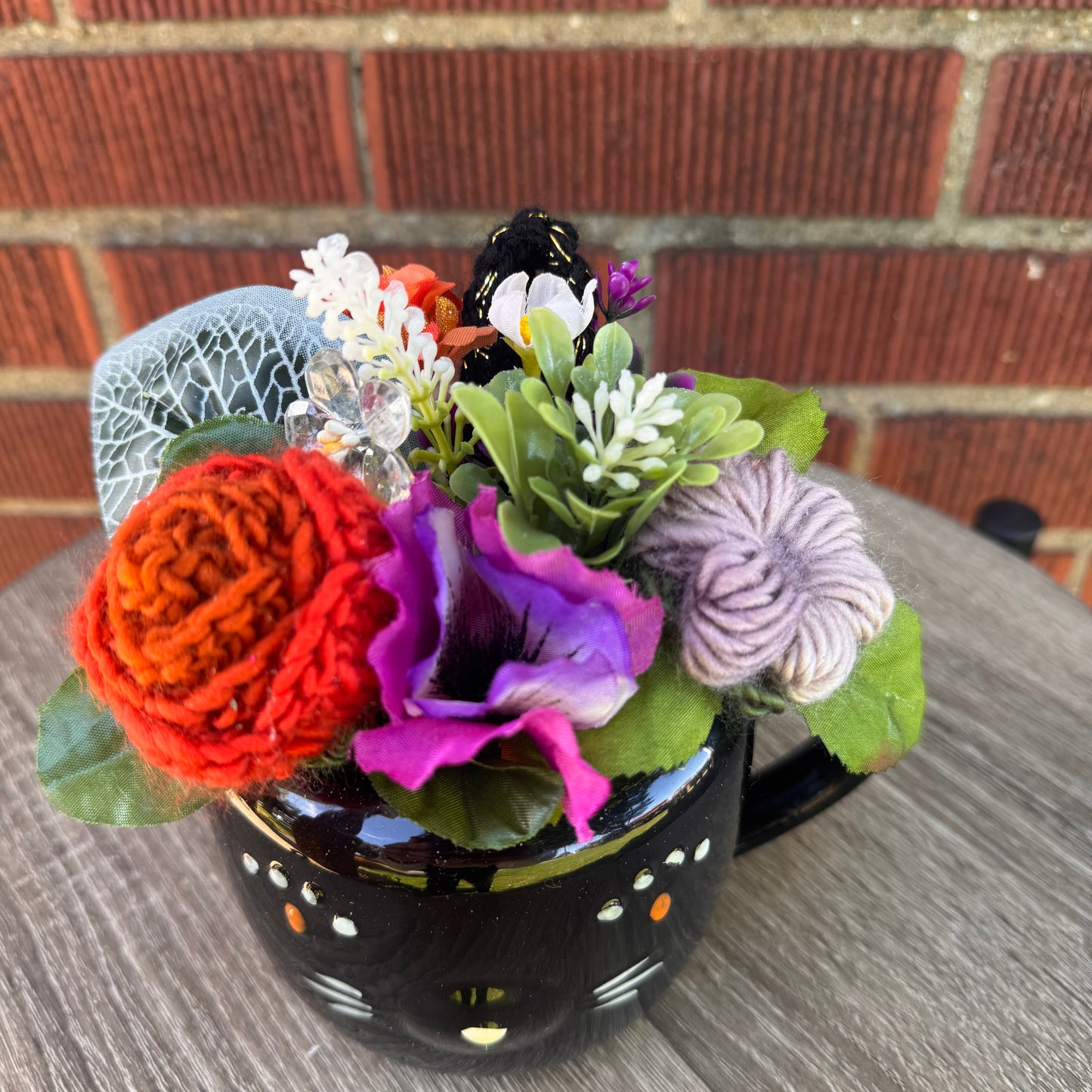 Black Cat Ceramic Mug Bouquet