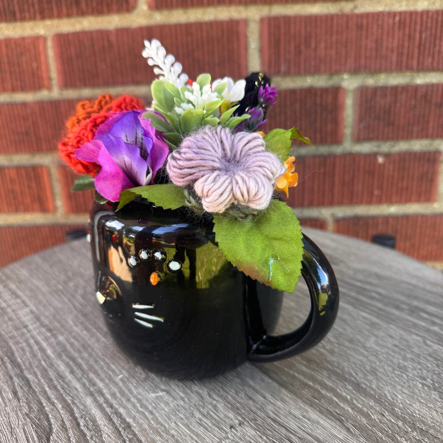 Black Cat Ceramic Mug Bouquet