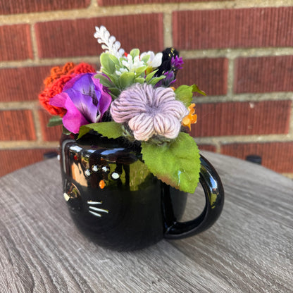 Black Cat Ceramic Mug Bouquet